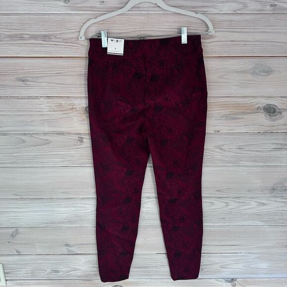 NWT White House Black Market Maroon & Black Jacquard Floral Pants size 4 - Picture 6 of 9
